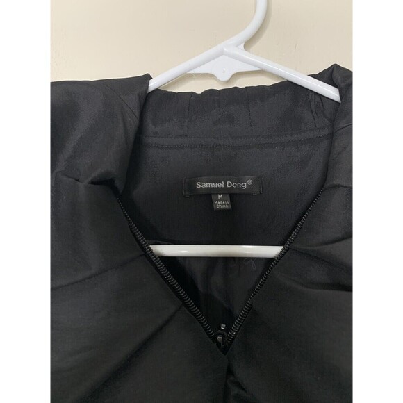 Samuel Dong Taffeta Ruffle Dress Coat Trench Coat Women’s Sz M Cocktail Black - Picture 9 of 12